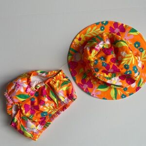 George matching sunhat and swim diaper